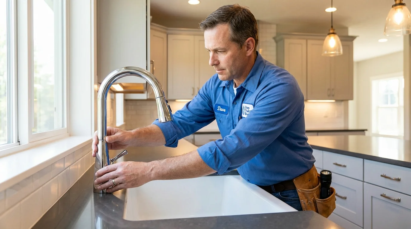 Kitchen faucet installation by Johns Plumbing LLC in Springvale