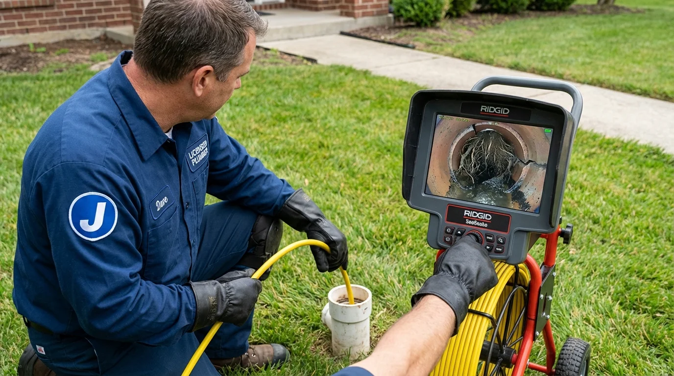 Sewer camera inspection being performed by Johns Plumbing LLC in Springvale