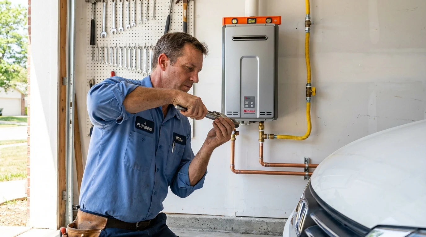 Tankless water heater installation by a Johns Plumbing LLC plumber in Springvale